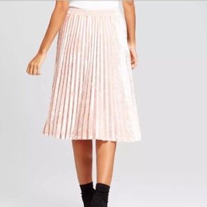 Pink Velvet Midi Skirt